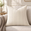 Ivory Cream Textured Stripe Velveteen Cushion Cover