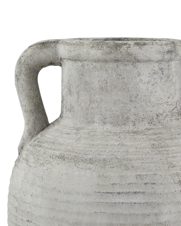 Neutral stone Athena Amphora Vase by Hill Interiors, featuring a classic amphora shape and textured surface for elegant decor.