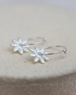 Sterling Silver Daisy Charm Hoop Earrings
