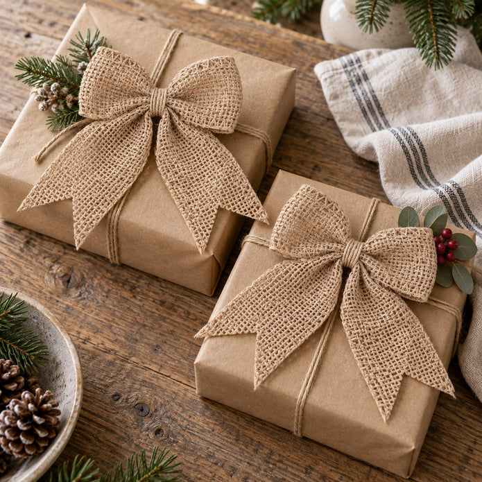 Hessian Bow Decoration - Set of Two