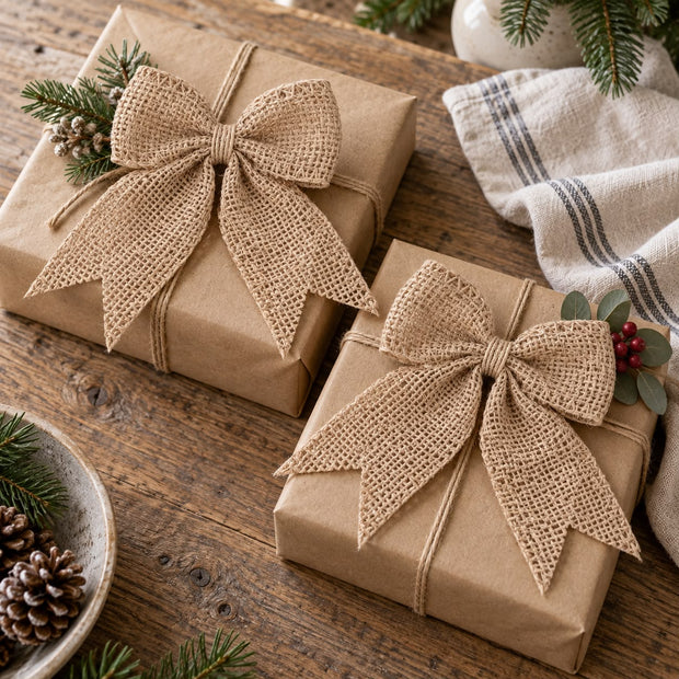 Hessian Bow Decoration - Set of Two