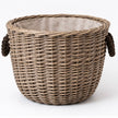 Round Log Basket with Rope Handles