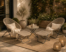 Rattan Snug Garden Furniture Chair, Stool & Table Set - Natural