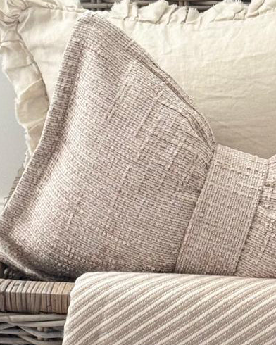 Beige Velveteen Bow Cushion
