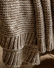 Beige neutral Luxe chunky chenille throw blanket from Gallery Direct, soft and cozy for living room or bedroom decor.