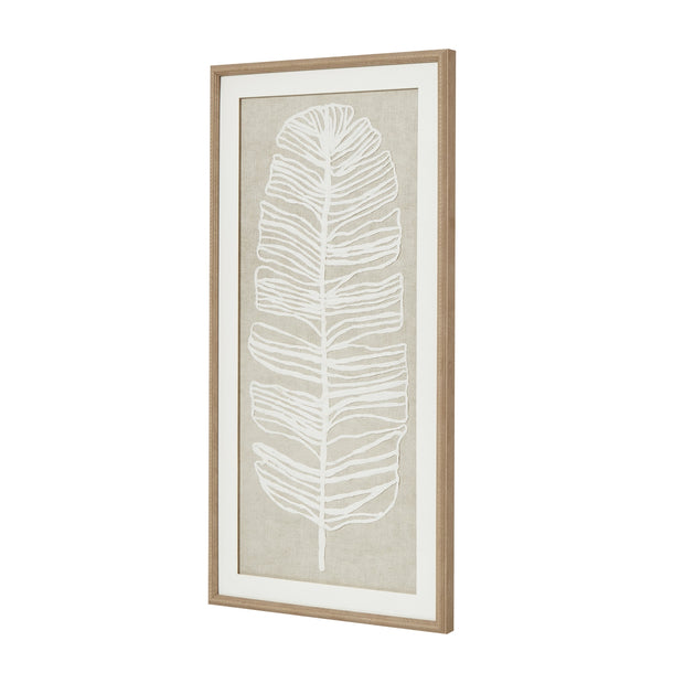 Large white feather wall art by Hill Interiors in a frame, showcasing a delicate plume design for elegant home decor.