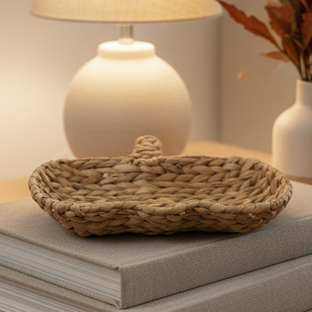 Shallow Raffia Bowl Pumpkin Shape