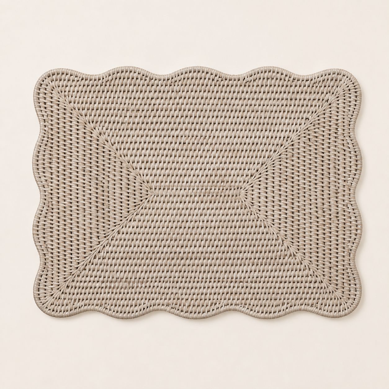 Wickham Rattan Rectangle Scalloped Placemats - Set of Two