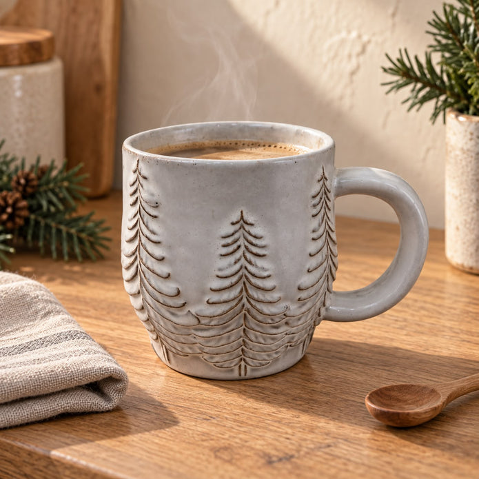 Embossed Frosted Pine Trees Mug