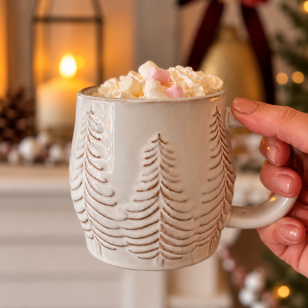 Embossed Frosted Pine Trees Mug