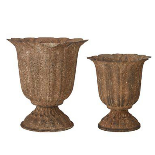 Metal Rust Urn Planter Pot