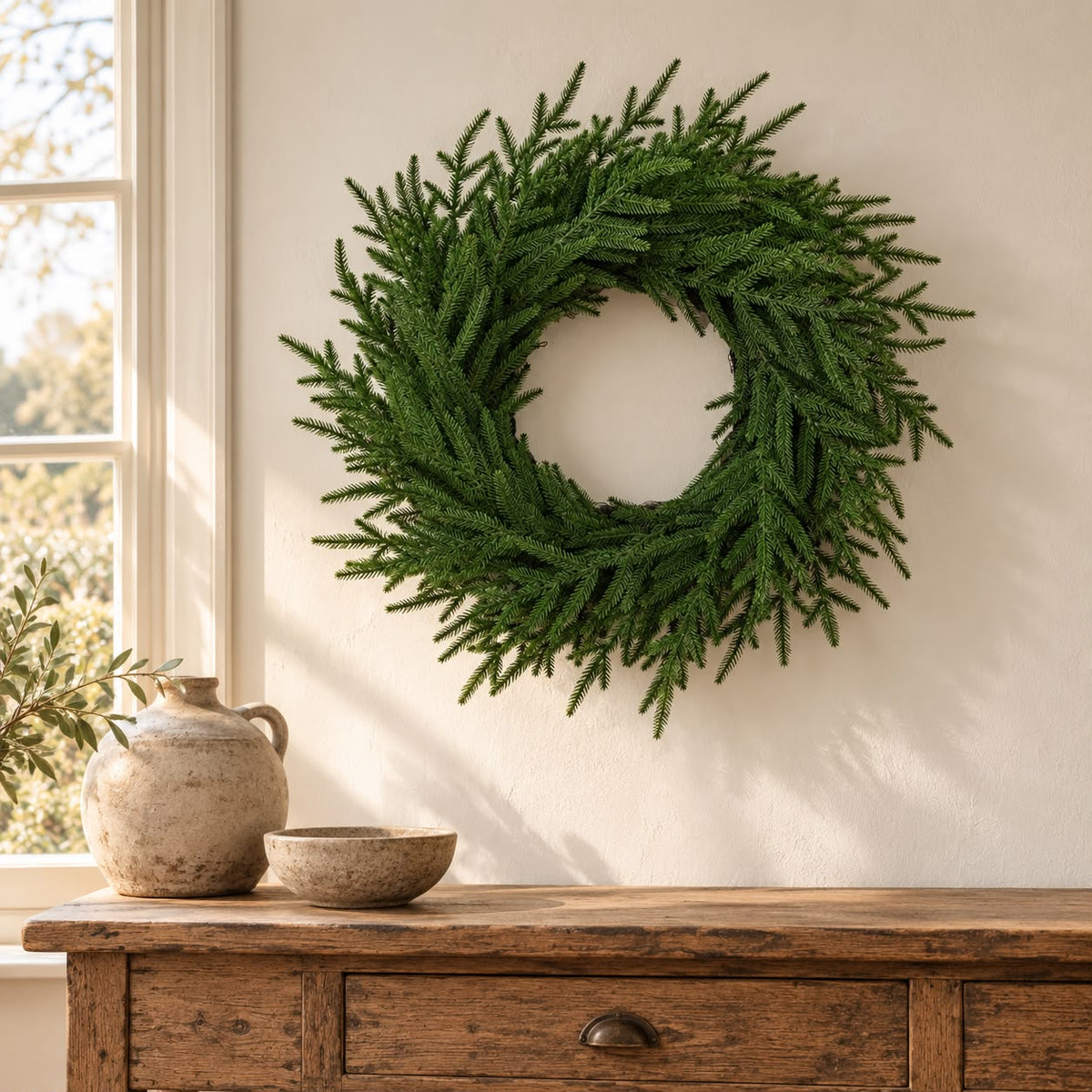 Artificial Luxury Green Norfolk Wreath