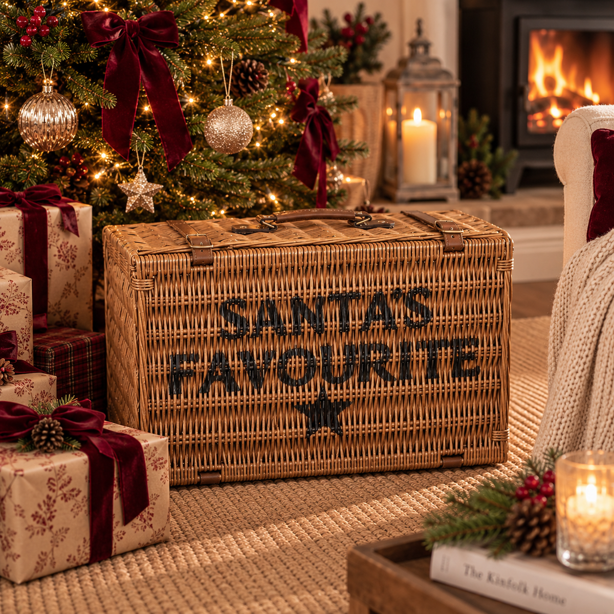 Santa's Favourite Large Rattan Storage Basket