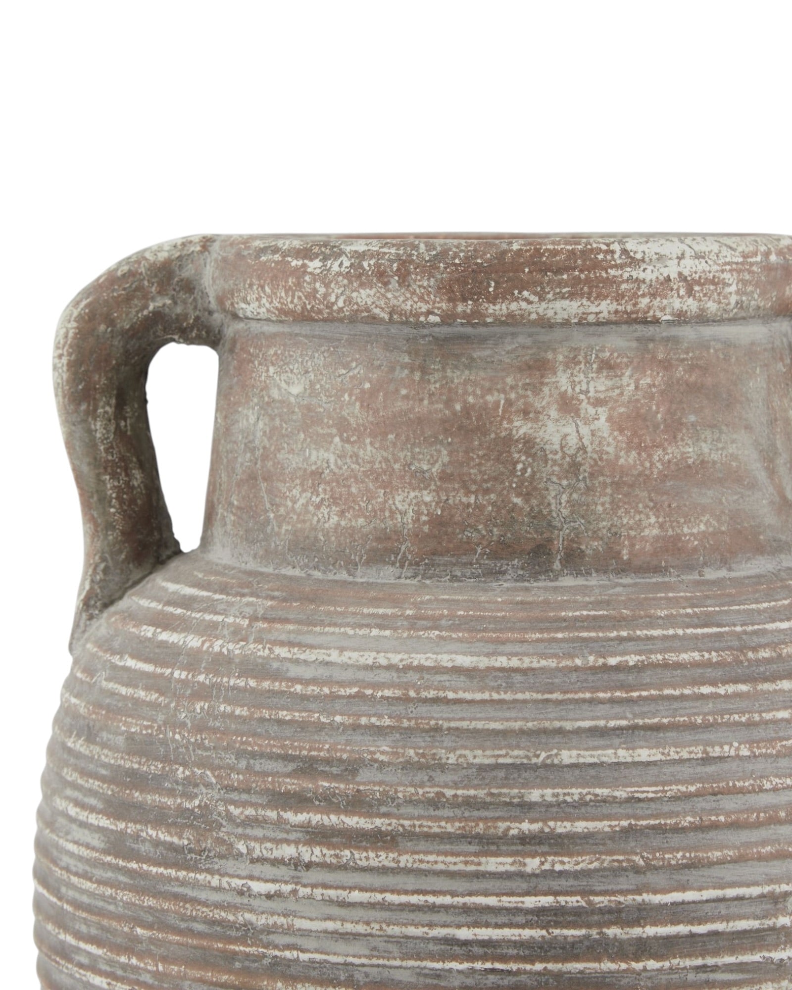 Siena Matt Brown Stone Amphora Vase by Hill Interiors, featuring a classic ceramic vase with a matte brown finish and traditional amphora shape.
