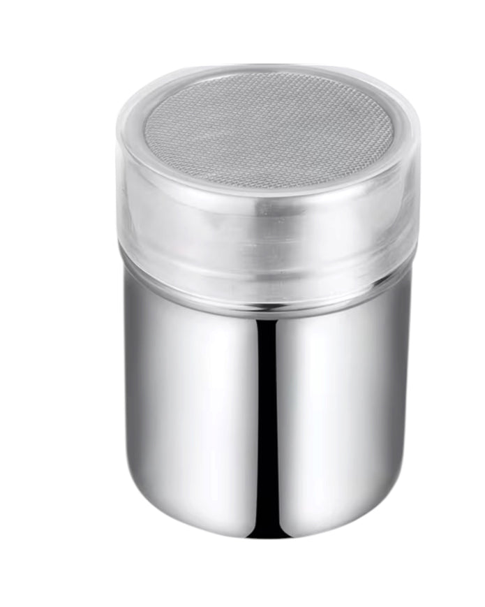 Starlight Express coffee chocolate shaker in silver for kitchen and dining, with a sleek, modern design and a secure lid.