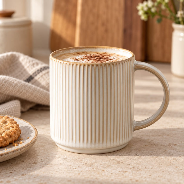 Neutral Ribbed Mug