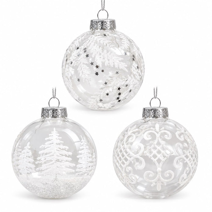 Shatterproof Acrylic Clear And White Sparkly Bauble