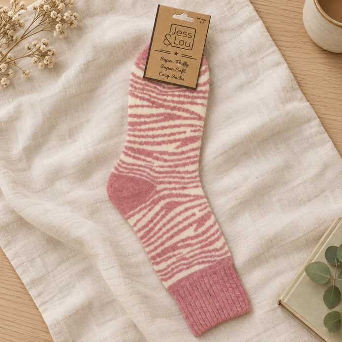 Pink Zebra Print Cosy Socks