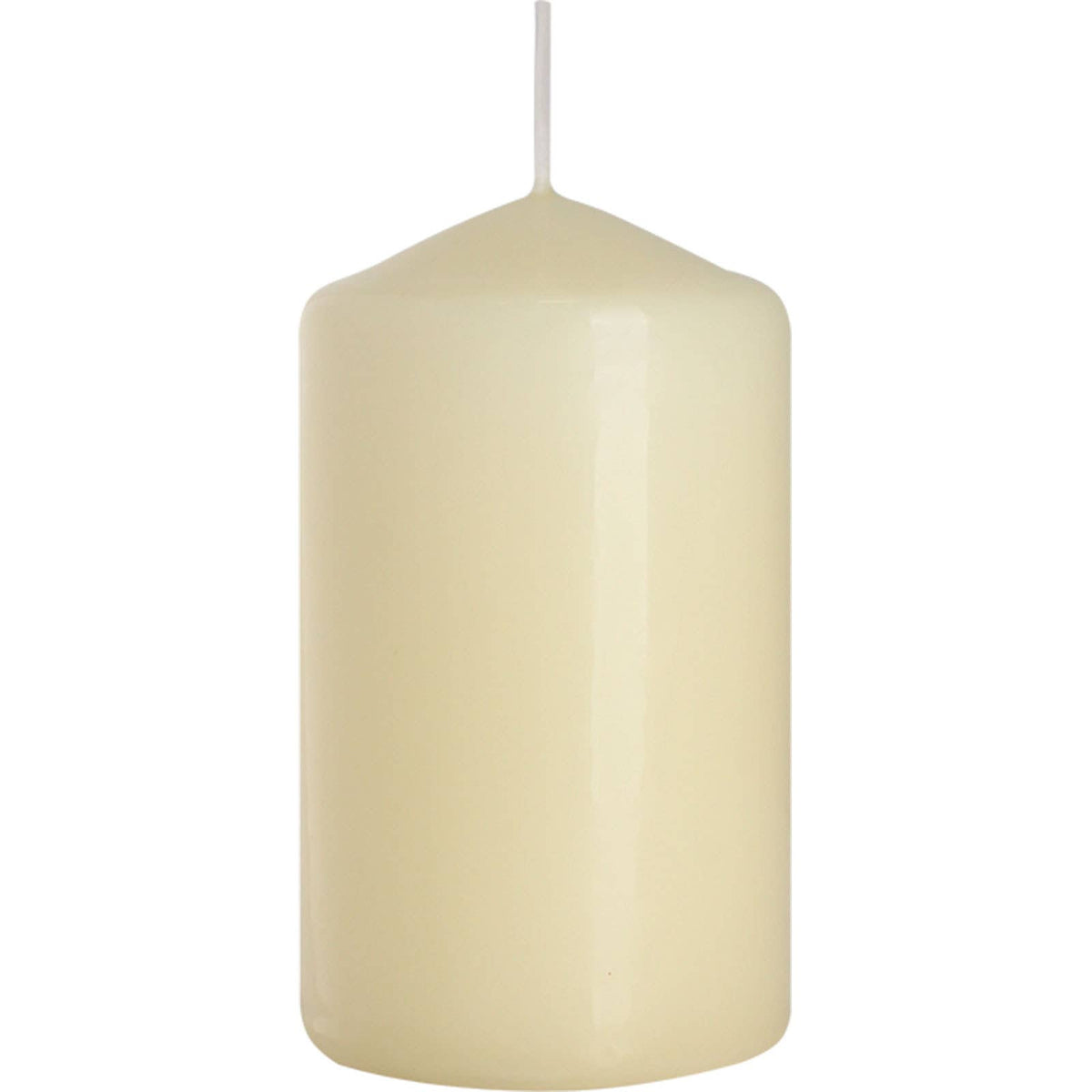 Ivory pillar candle 60x100mm from Ancient Wisdom, featuring a smooth cylindrical shape and warm, inviting glow.