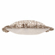 Beige Linen Filigree Printed Ruffle Cushion Cover