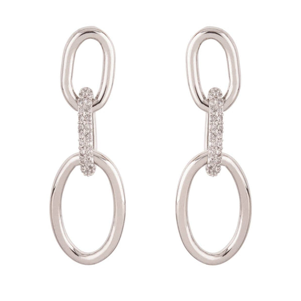 Alesha Gold Plated Cubic Zirconia Geometric Chain-Link Post Earrings