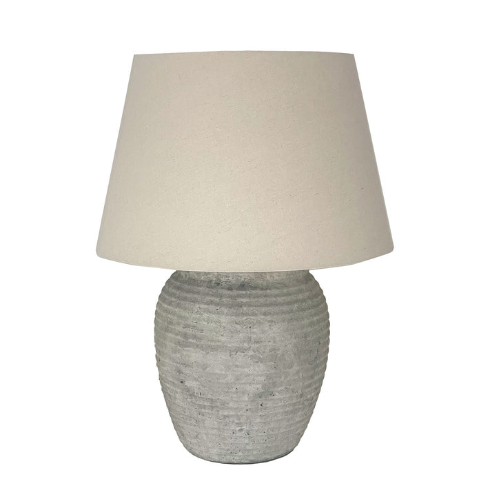 Harrogate Ribbed Stone Lamp by Hill Interiors, stylish lighting fixture with textured ribbed stone design.