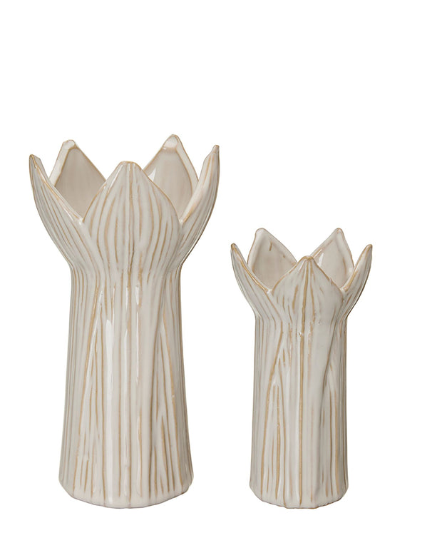White Tulip Slim Ceramic Vases - Set of Two