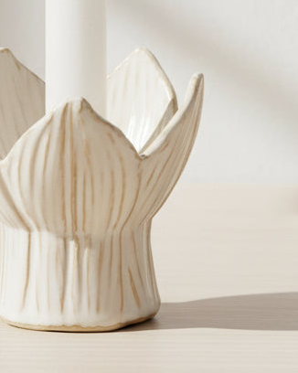 White Tulip Ceramic Candle Holder
