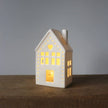 White small light-up LED Christmas house with heart by Gainsborough Giftware x Portland Living