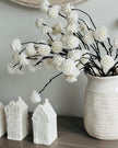Artificial Luxury White Pom Pom Flower Stems - Set Of Five