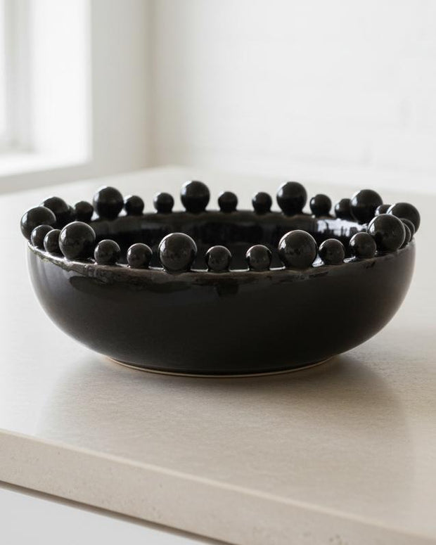 Round Extra Large Black Bobble Edged Bowl