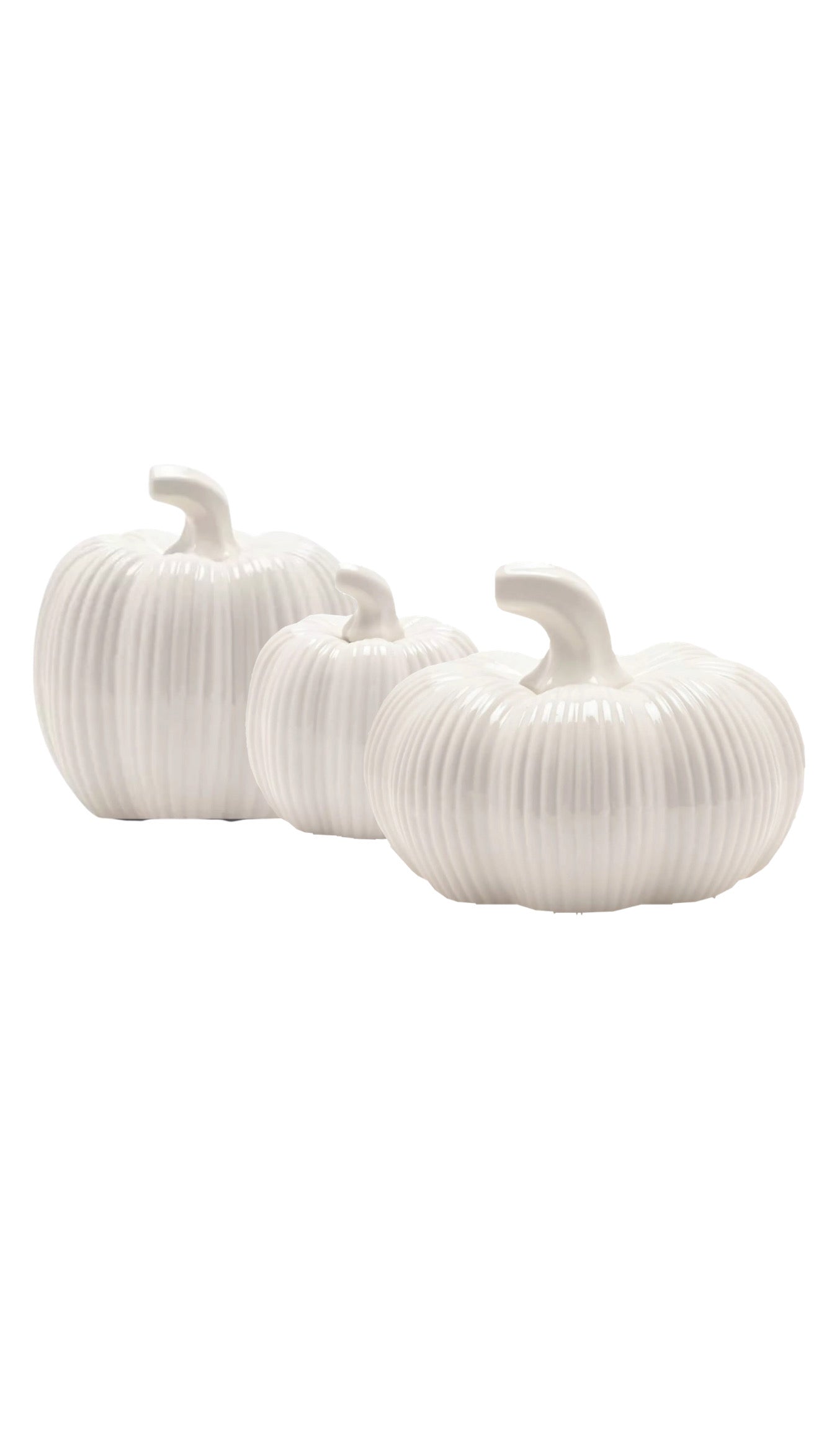 White Ceramic Ribbed Pumpkin