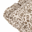 Beige Linen Filigree Printed Ruffle Cushion Cover