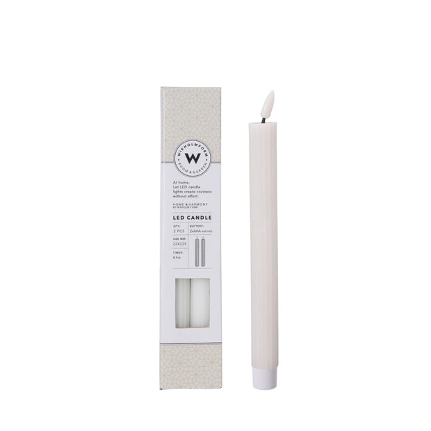 White LED Light Up Taper Candle - Box of Two