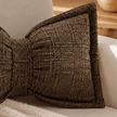 Chocolate Brown Velveteen Bow Cushion