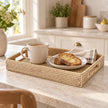 Small Wickham Rattan Rectangular Tray by Pagan, natural woven home decor tray with a stylish rattan design.