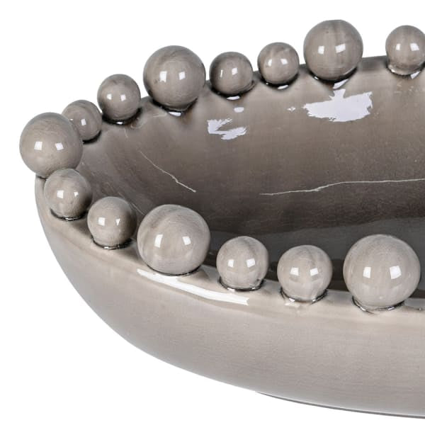Oval Extra Large Grey Bobble Edged Bowl