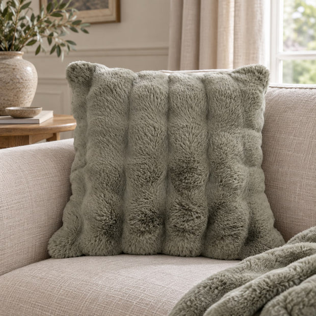 Moss Green Luxury Faux Fur Cushion