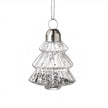 Silver Glitter Filled Glass Hanging Christmas Tree