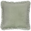 Sage Green Ruffle Matte Velvet Cushion Cover