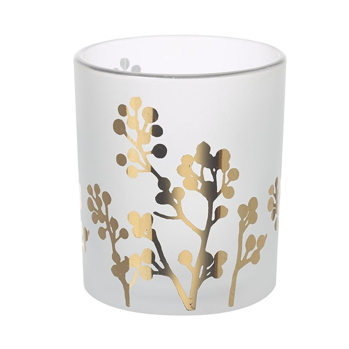 White and Gold Glass Tealight Holder