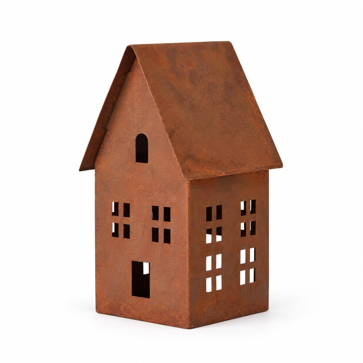 Metal House Rust Candle Holder
