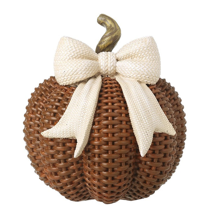 Rattan Style Pumpkin With Bow