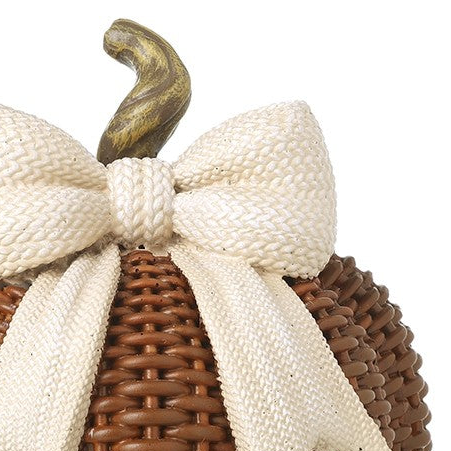 Rattan Style Pumpkin With Bow