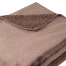 Coffee Brown Luxury Snuggle Blanket Throw, close-up of the smooth brown surface and textured reverse