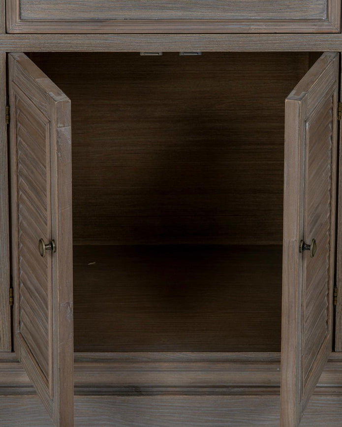 Hill Interiors Delphine Collection 6-door, 3-drawer large dresser base with wood finish and modern design, furniture and mirror style.