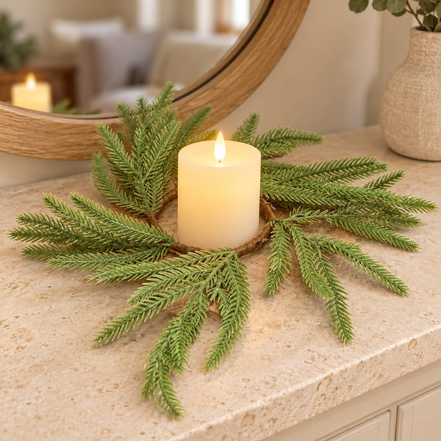Artificial Luxury Green Norfolk Candle Ring