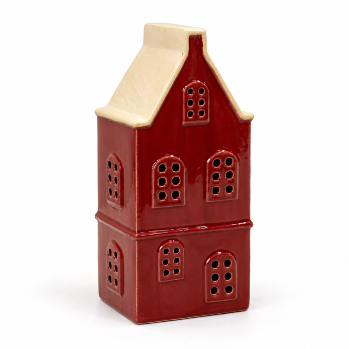 Burgundy Large Ceramic LED Light Up Townhouse