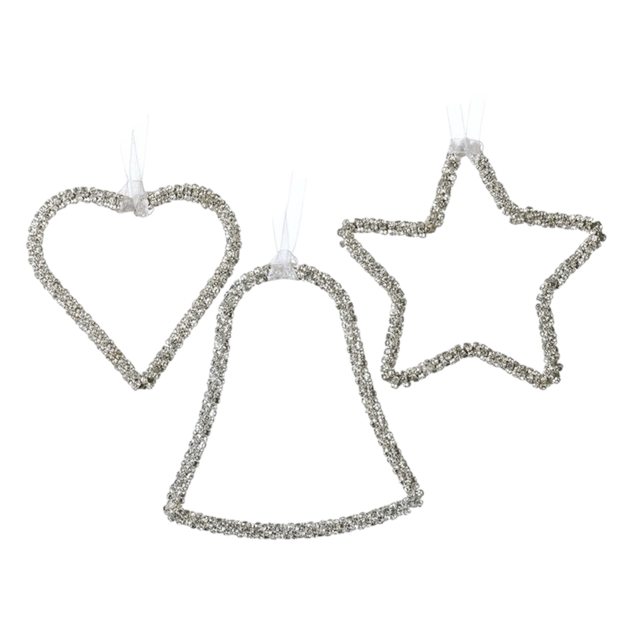 Hanging Beaded Silver Ornament