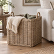 Hill Interiors Burley Rattan Square Storage Basket for home decor, with woven rattan design and sturdy square shape.